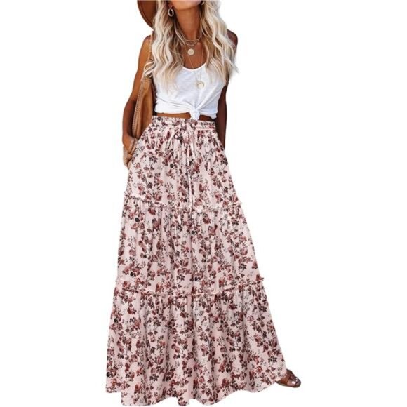 Womens Maxi Skirts, Flowy Skirt with Pockets 06 - Picture 1 of 5